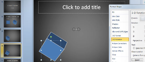 powerpoint 2010の中に3dオブジェクトの作成