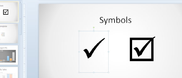 Как вставить символ Tick в PowerPoint