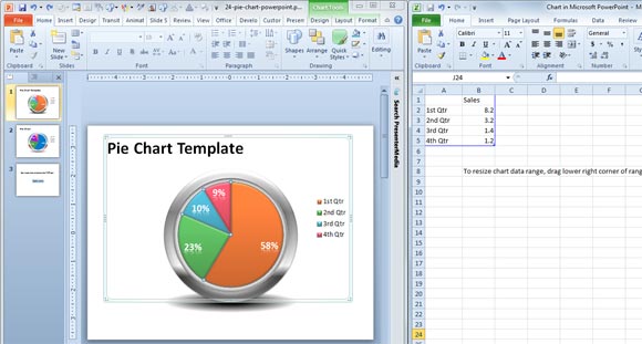 powerpoint 2010のためのクリエイティブ円グラフテンプレート