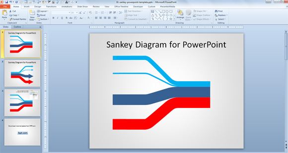 powerpoint 2010の 無料テンプレート にサンキーダイアグラムを作成します