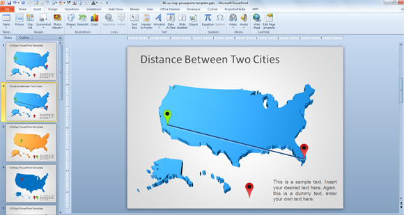 powerpointプレゼンテーションのための無料の米国の地図の概要