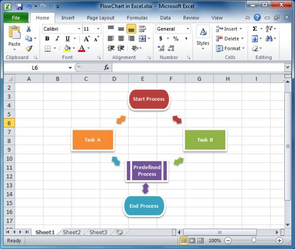 Sample Flowchart Made With SmartArt Graphics in Excel