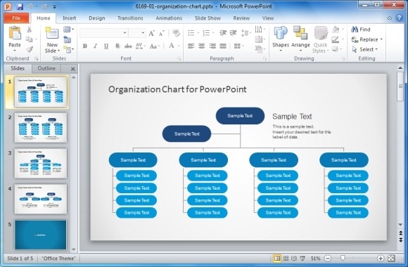 Simple Organizational Chart Template for PowerPoint