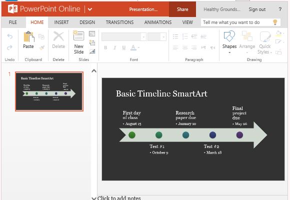 powerpointのオンラインのためにタイムラインのsmartartダイアグラム
