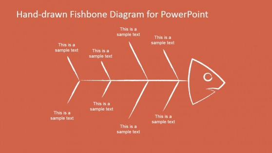 هيكل السمكة مرسومة باليد رسم تخطيطي لنموذج لبرنامج PowerPoint