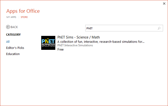 Phet PowerPoint Add-in Fournit Science & Math gratuit Simulations