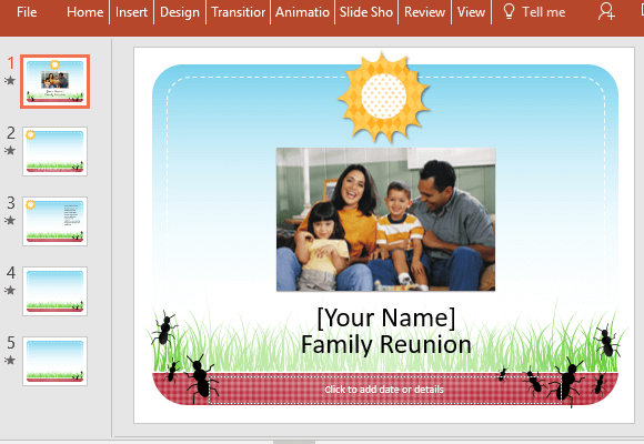 Szablon rodzinny bezpłatny Reunion PowerPoint