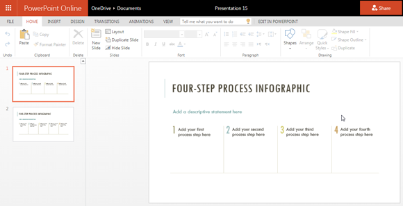 Procesul de Infografic șablon pentru PowerPoint Online