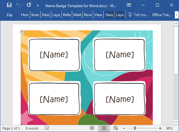 Free Nazwa Badge Template for Word