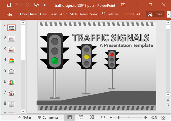 动画交通信号的PowerPoint模板