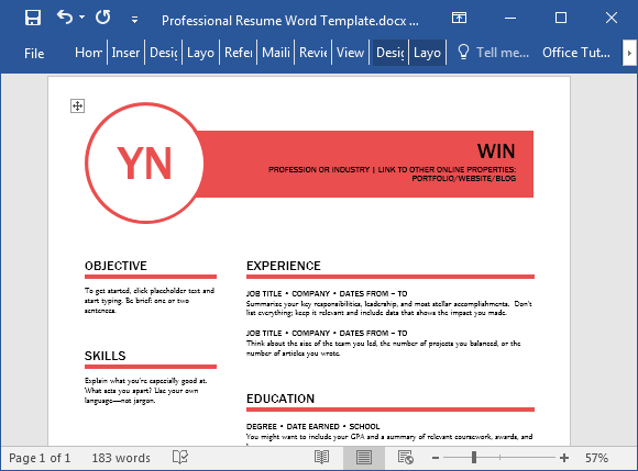 Polished Resume Template For Word