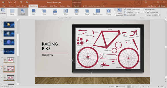PowerPoint 2016 yılında Dönüşümünü Kullanma Slayt Nesneleri canlandırın Nasıl