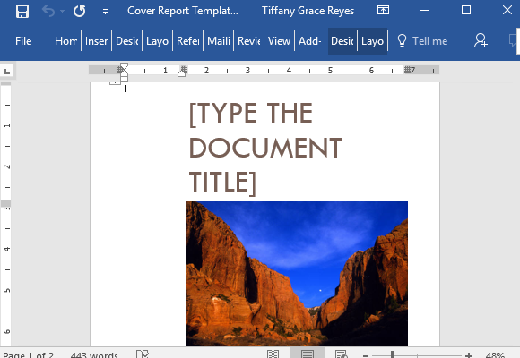 Cover Report Template For Word With Cover Picture