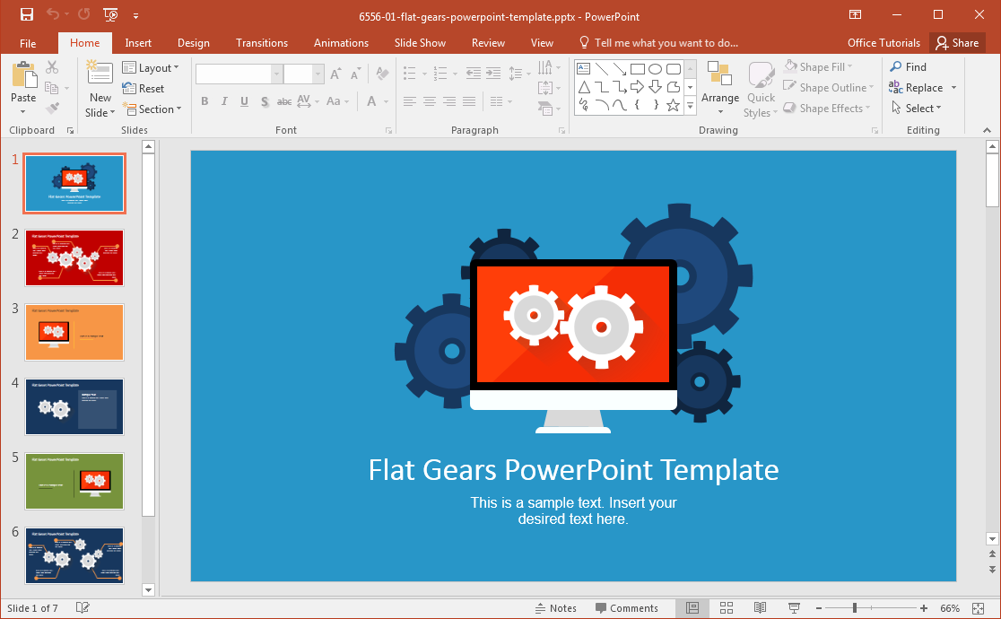 Format Modern plat Gears PowerPoint