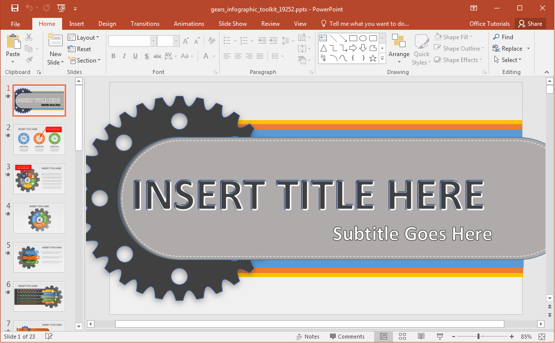 Template Animated Gears Infografica PowerPoint