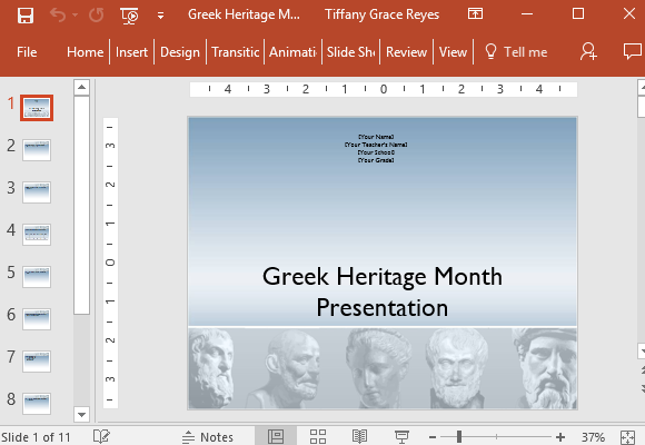 그리스어 문화 유산의 달 파워 포인트 템플릿