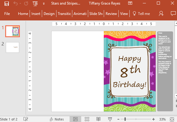 Stars And Stripes Birthday Card Template For PowerPoint