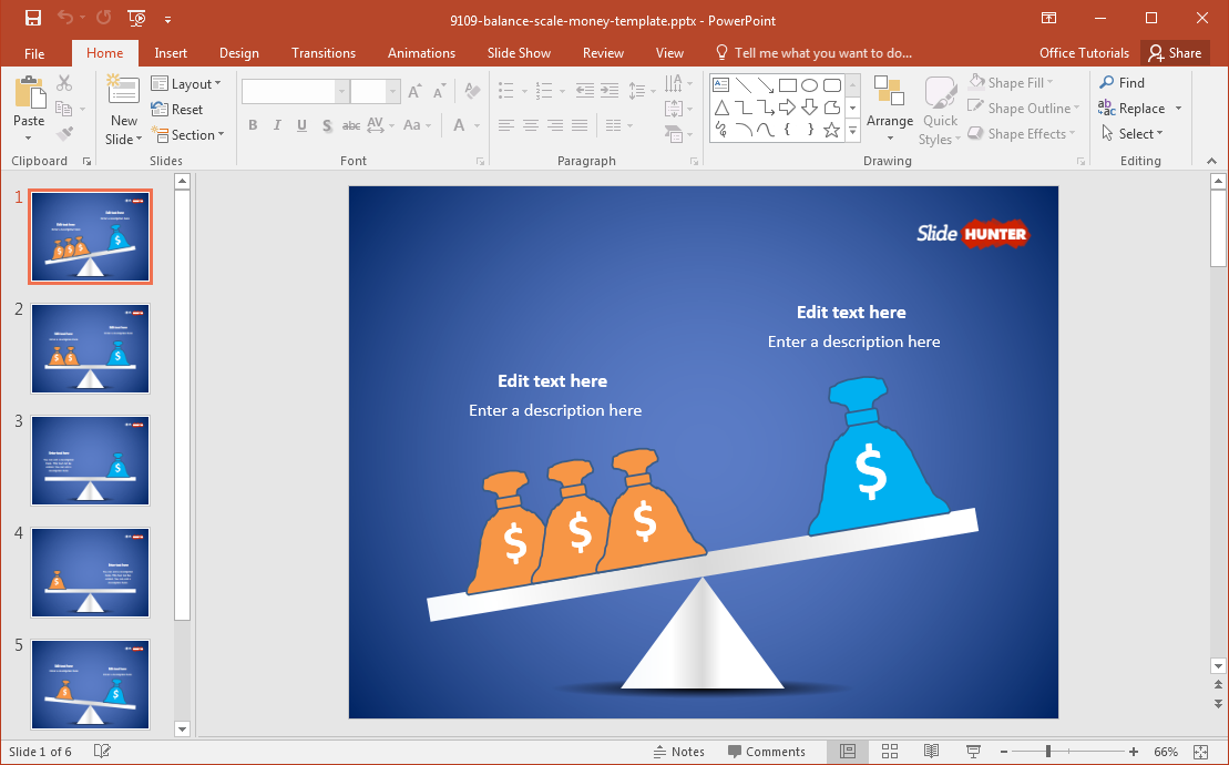 Free Balance Échelle Avec Money Bags PowerPoint Template