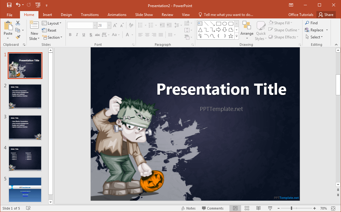 Template gratis Frankenstein PowerPoint