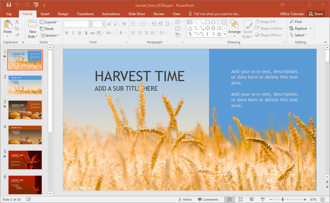 Format animate Harvest PowerPoint