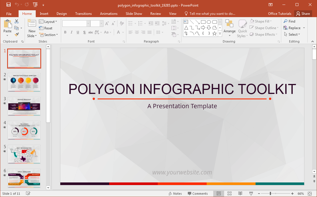 Template Animated Poligono Infografica Per PowerPoint