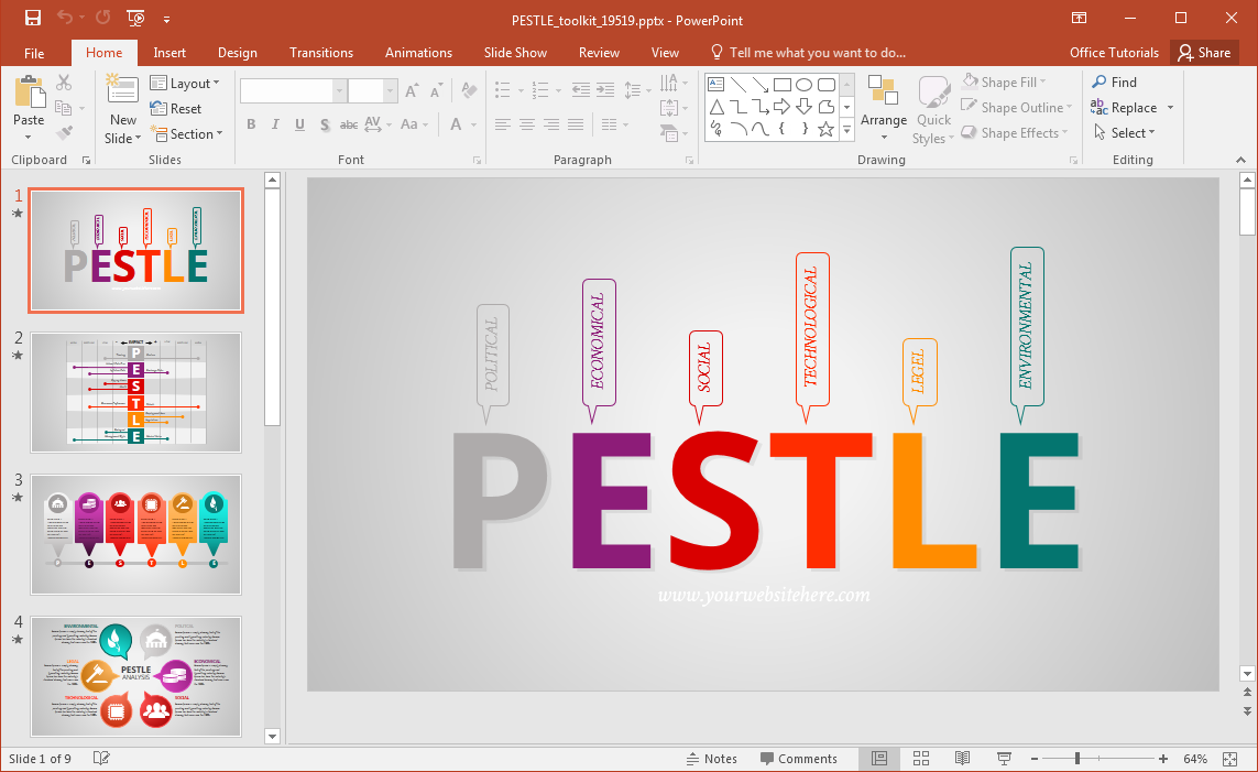 Анимированные PESTLE Анализ Шаблон презентации для PowerPoint