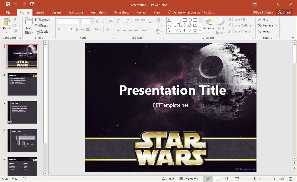 Plantilla gratuita de PowerPoint Star Wars