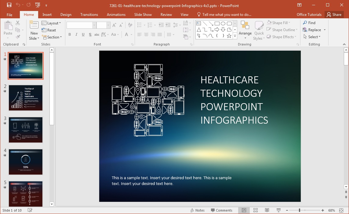 การดูแลสุขภาพเทคโนโลยี Infographics แม่แบบสำหรับ PowerPoint