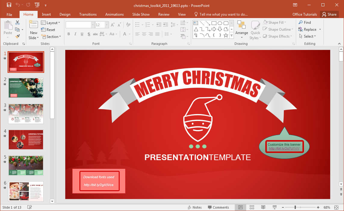 PowerPoint için Hareketli Noel Toolkit