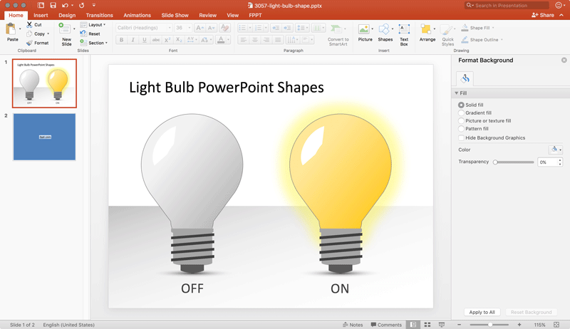 PowerPointで電球を描画する方法