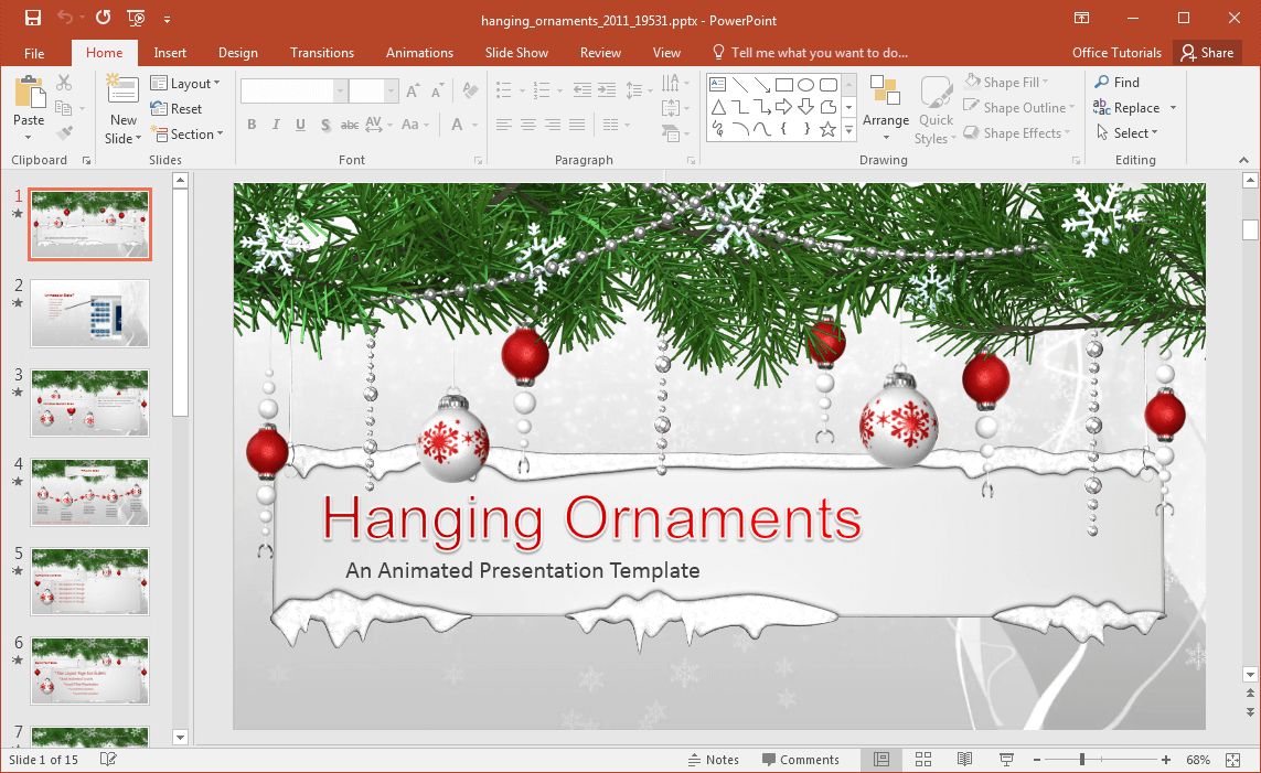Agățat Animate Ornamente PowerPoint Template