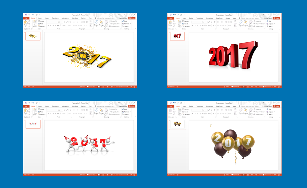 PowerPointのための最高の2017年新年のクリップアート