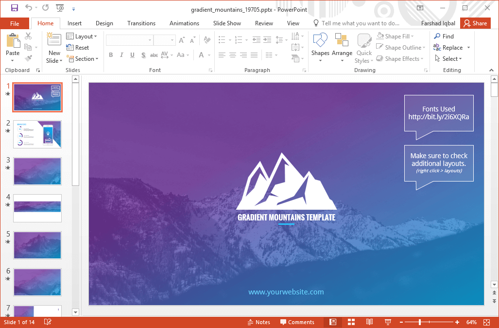 Animated Gradient Mountains PowerPoint Template