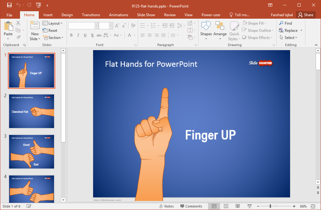 PowerPoint modelo gestos de mão livre
