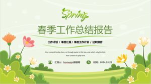 Illustration Style Spring Work Summary Report PPT Template
