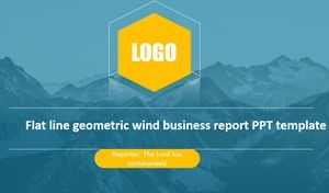 Simple line geometric wind business blue work summary report ppt template