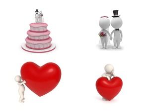 Rouge amour mariage famille 3D méchant PPT matériel