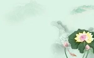 Grünes Licht eleganten Lotus chinesischen Stil PPT Hintergrund