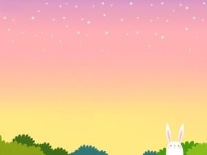 Pink sky cute bunny PPT picture