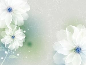 Image d'arrière-plan PPT de fleurs élégantes grises et bleues