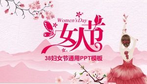 Szablon ppt różowy piękny mały świeży dzień kobiet