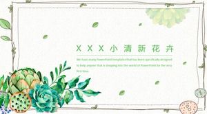 Hand painted plant flowers flat small fresh artistic style ppt template