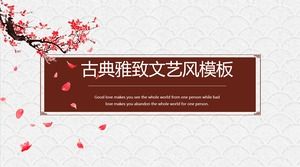 Elegant gray sea wave auspicious pattern background simple ancient elegant to literary Chinese style ppt template