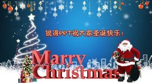 Nevado Santa Claus dando regalos-plantilla de tarjeta de felicitación de música de Navidad ppt