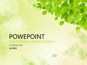 Green leaf light and fresh environmental theme ppt template