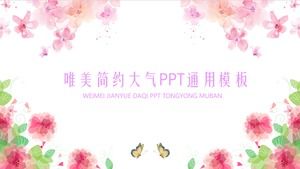 Color beautiful watercolor flower PPT template