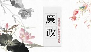 Template PPT tema "integritas" latar belakang lotus tinta yang elegan