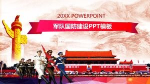 Șablonul PPT în creșterea drapelului armatei Tiananmen