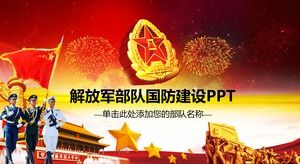 Templat PPT konstruksi pertahanan nasional di latar belakang PLA
