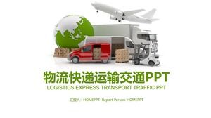 Modelo de PPT de relatório de resumo de trabalho de indústria de transporte de logística verde